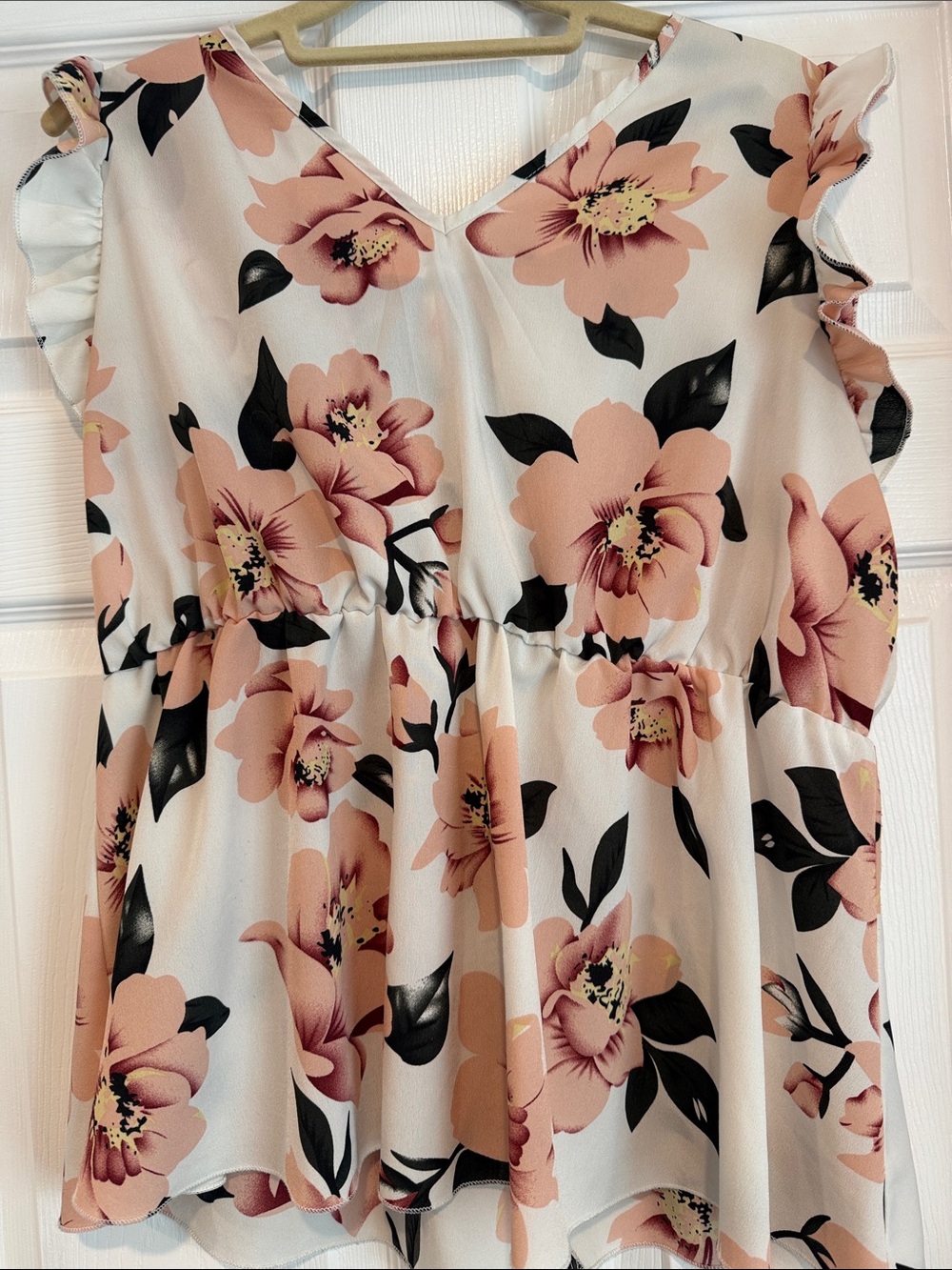 Women's Floral Peplum Blouse - Pink Floral